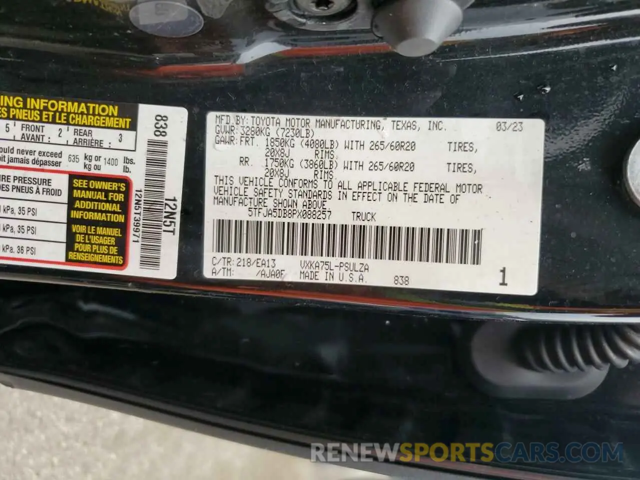 13 fotografías del automóvil dañado 5TFJA5DB8PX088257 TOYOTA TUNDRA 2023