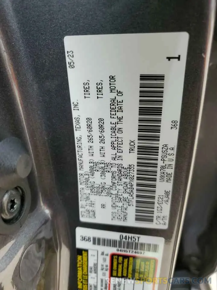 12 fotografías del automóvil dañado 5TFLA5AB4PX027355 TOYOTA TUNDRA 2023