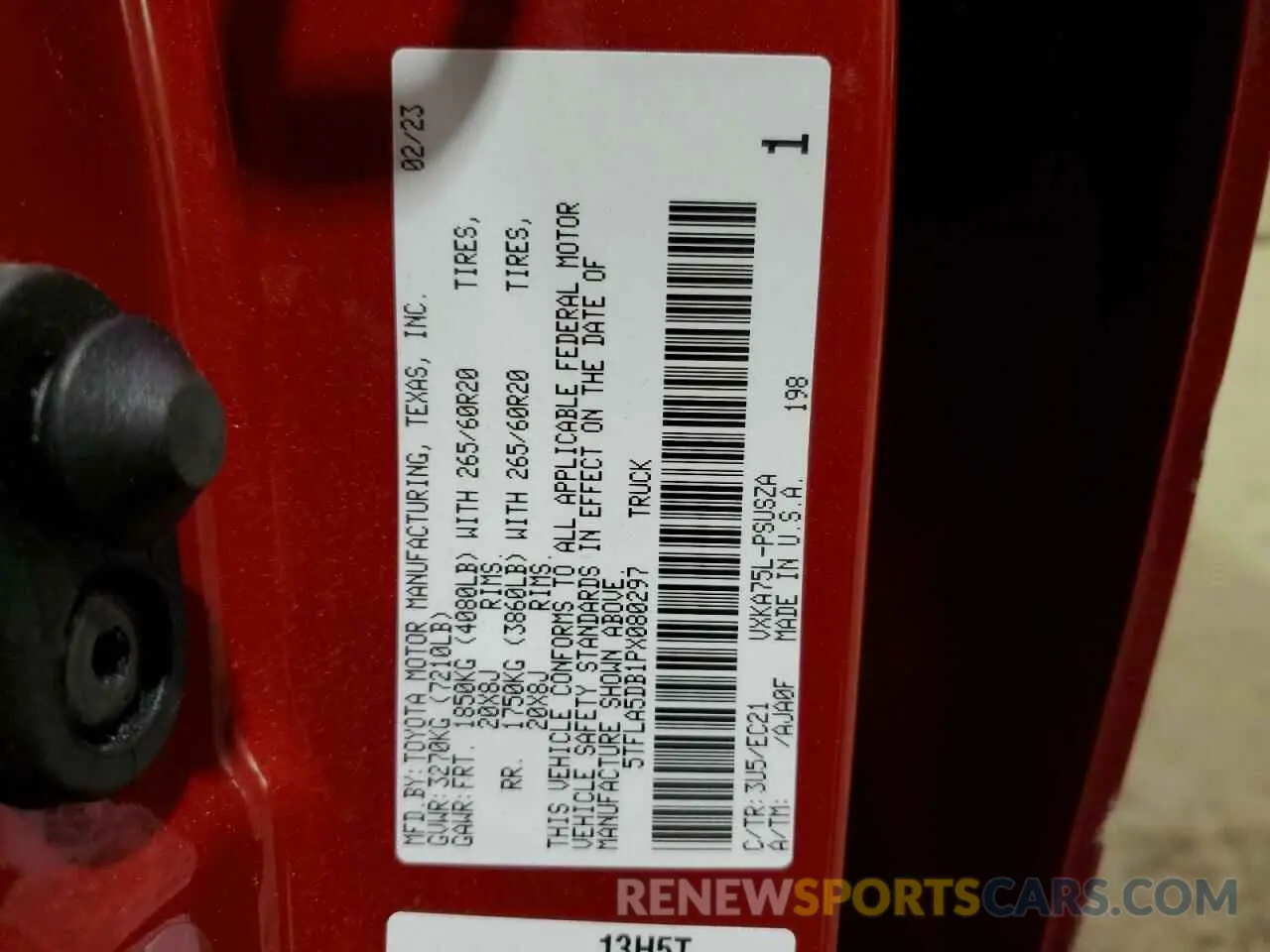 13 fotografías del automóvil dañado 5TFLA5DB1PX080297 TOYOTA TUNDRA 2023