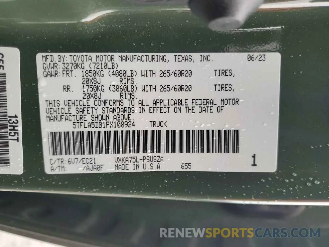 12 fotografías del automóvil dañado 5TFLA5DB1PX108924 TOYOTA TUNDRA 2023