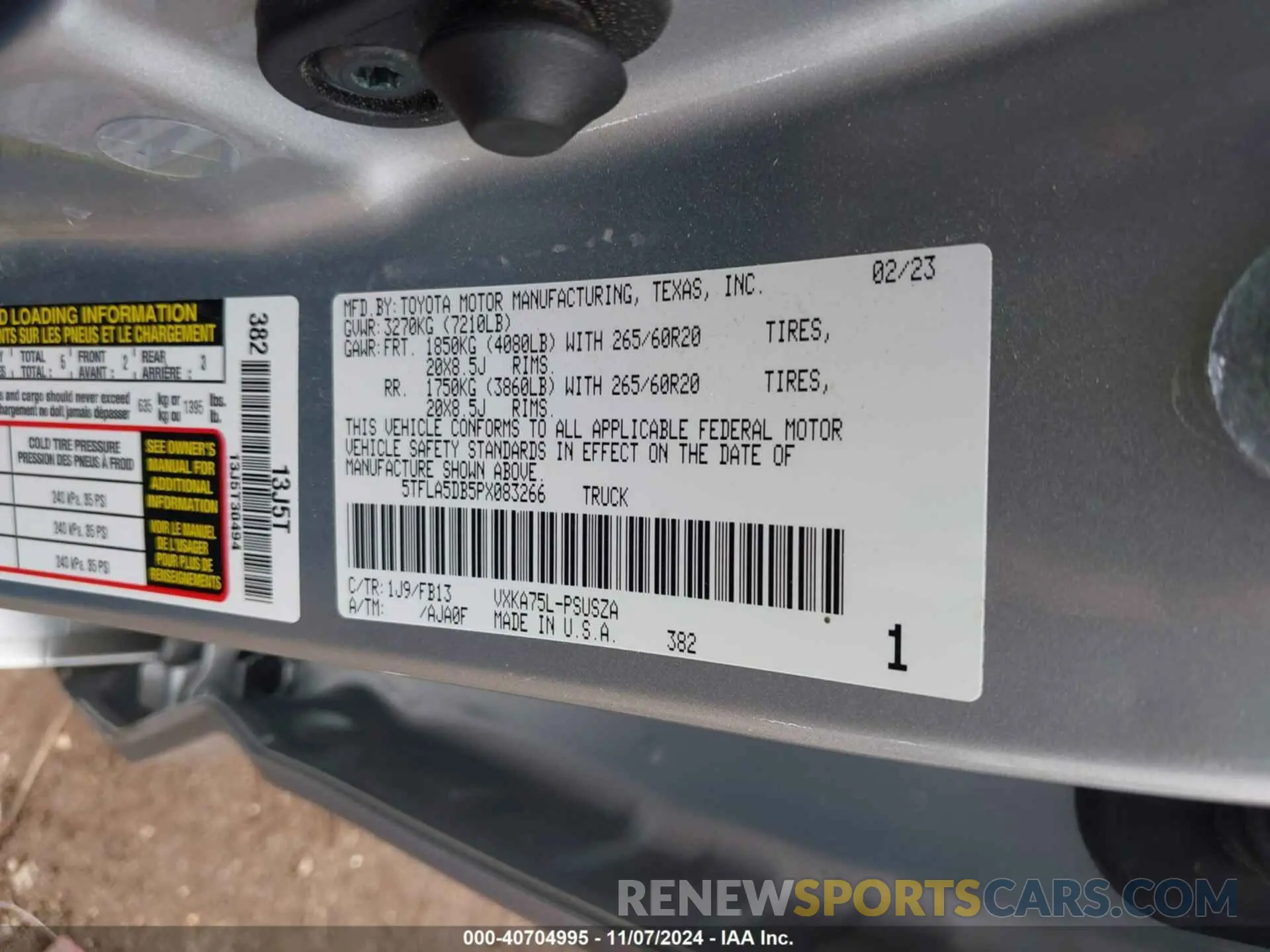 9 fotografías del automóvil dañado 5TFLA5DB5PX083266 TOYOTA TUNDRA 2023