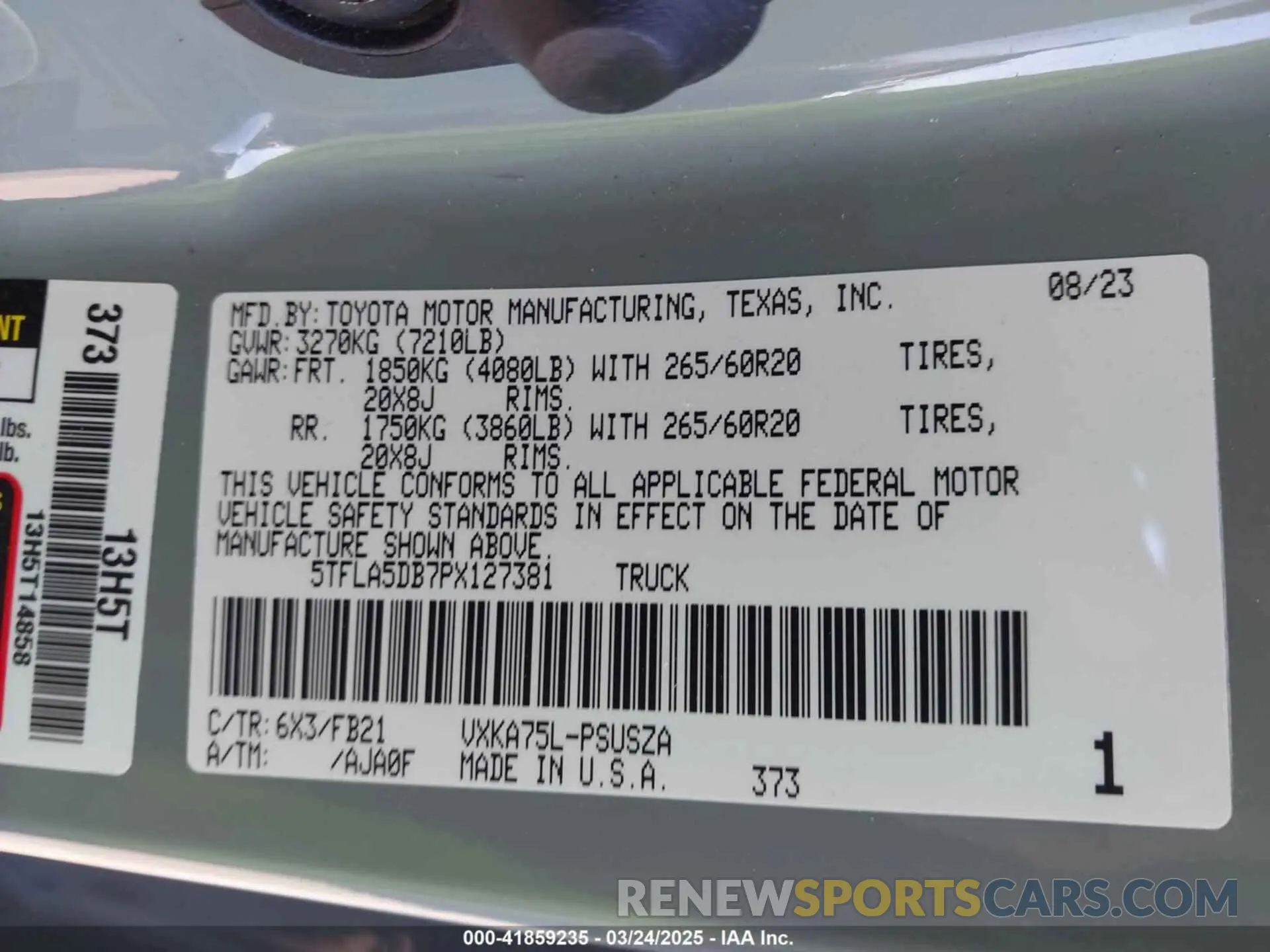 9 fotografías del automóvil dañado 5TFLA5DB7PX127381 TOYOTA TUNDRA 2023