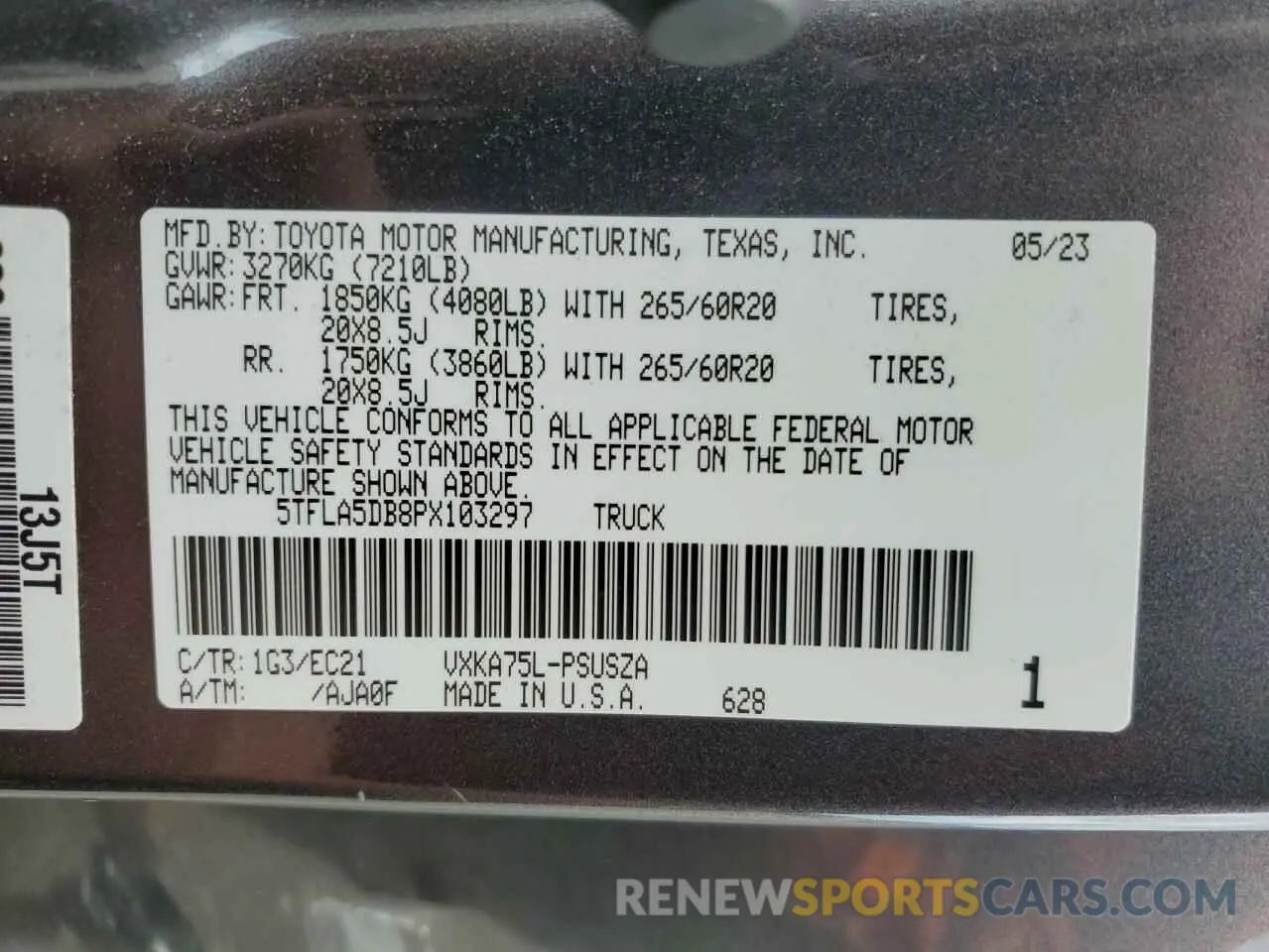 12 fotografías del automóvil dañado 5TFLA5DB8PX103297 TOYOTA TUNDRA 2023