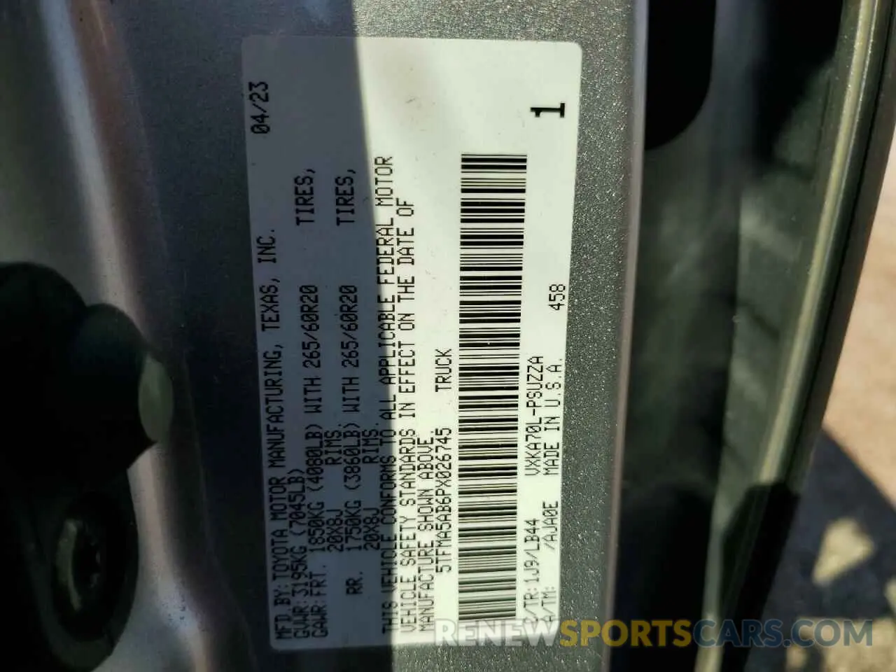 13 fotografías del automóvil dañado 5TFMA5AB6PX026745 TOYOTA TUNDRA 2023