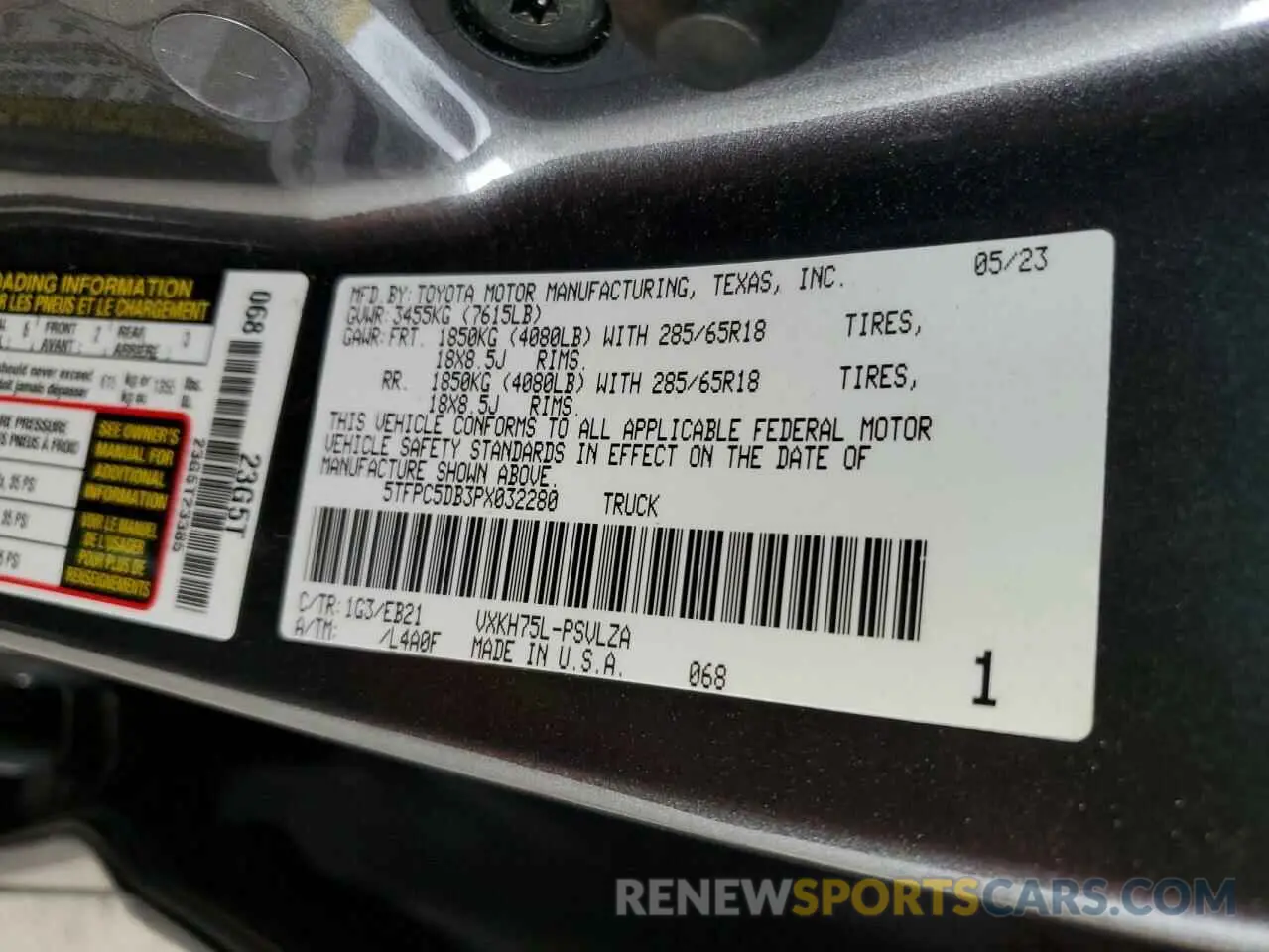 12 fotografías del automóvil dañado 5TFPC5DB3PX032280 TOYOTA TUNDRA 2023