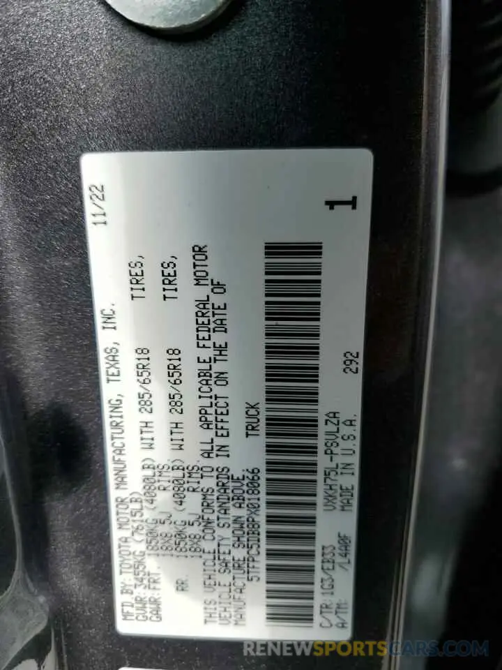 12 fotografías del automóvil dañado 5TFPC5DB8PX018066 TOYOTA TUNDRA 2023