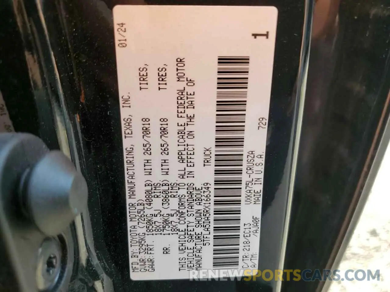 13 fotografías del automóvil dañado 5TFLA5DA5RX166349 TOYOTA TUNDRA 2024