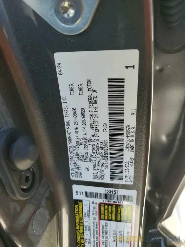 14 fotografías del automóvil dañado 5TFLA5DB3RX188424 TOYOTA TUNDRA 2024