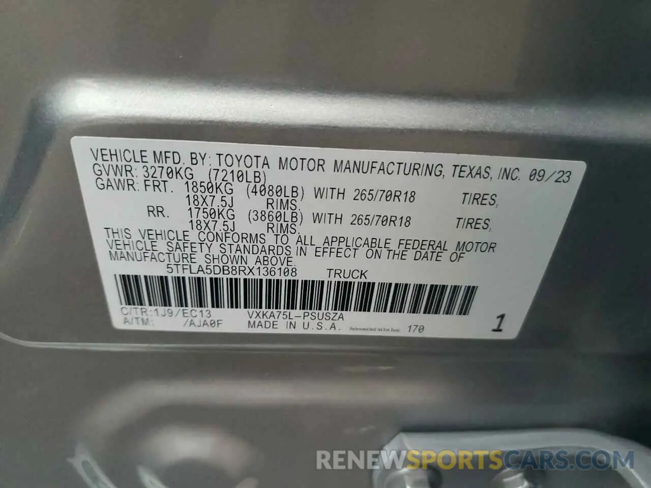 12 fotografías del automóvil dañado 5TFLA5DB8RX136108 TOYOTA TUNDRA 2024