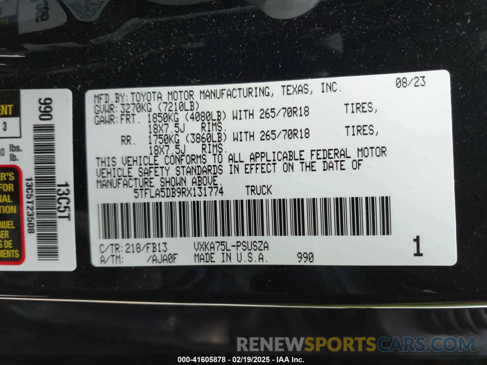 9 fotografías del automóvil dañado 5TFLA5DB9RX131774 TOYOTA TUNDRA 2024