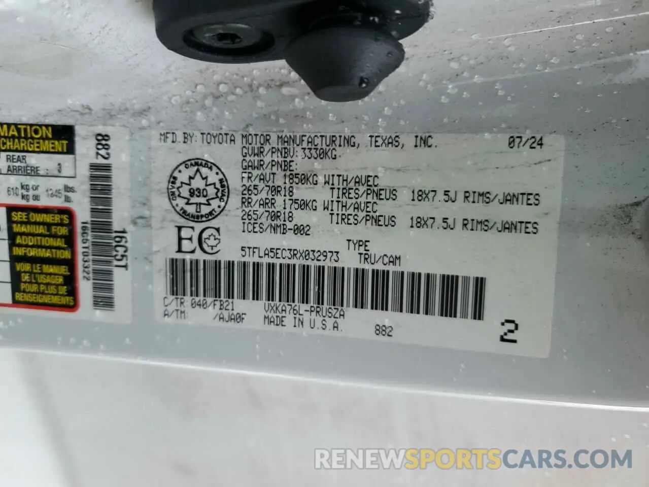 13 fotografías del automóvil dañado 5TFLA5EC3RX032973 TOYOTA TUNDRA 2024