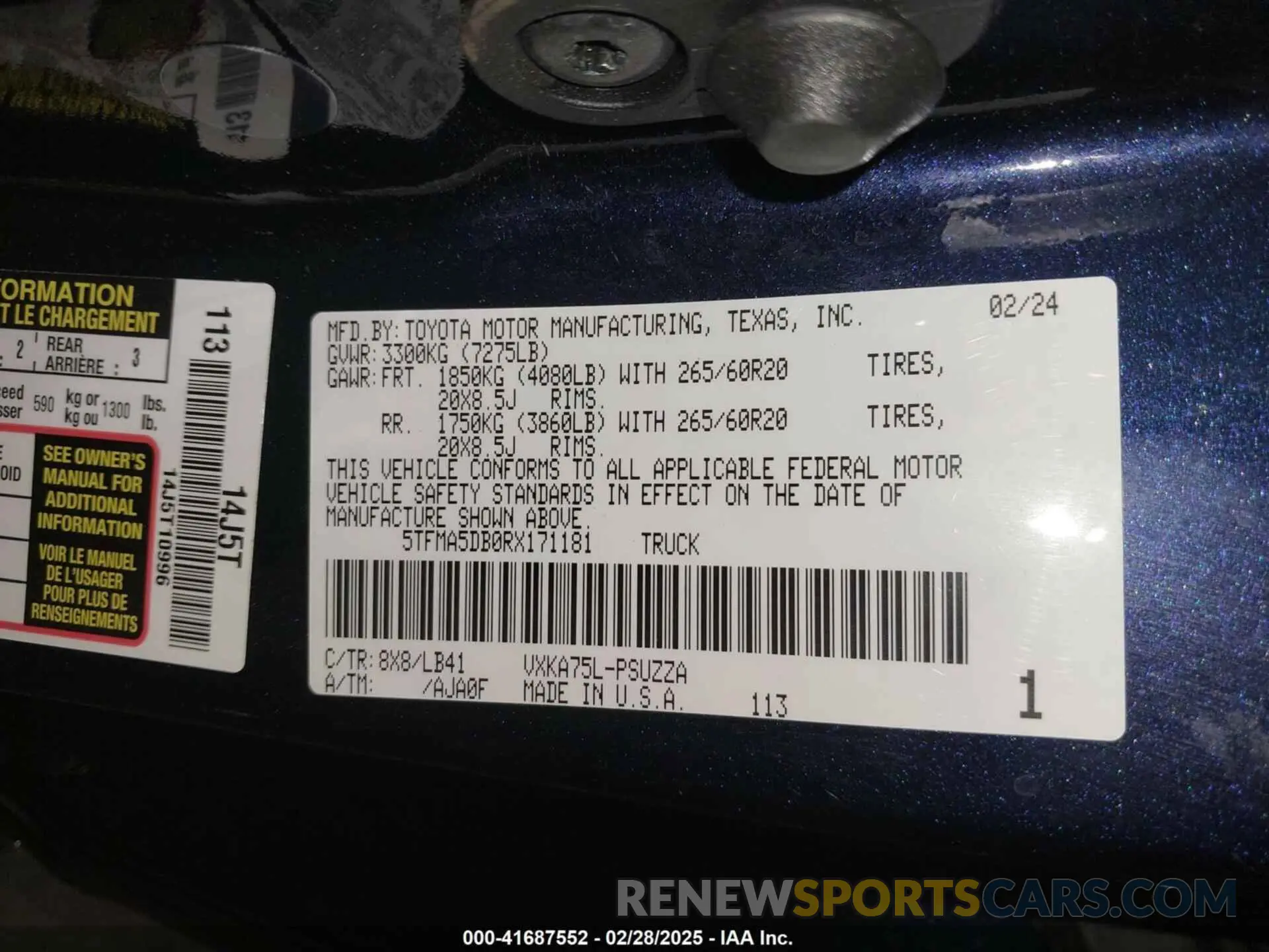 9 fotografías del automóvil dañado 5TFMA5DB0RX171181 TOYOTA TUNDRA 2024