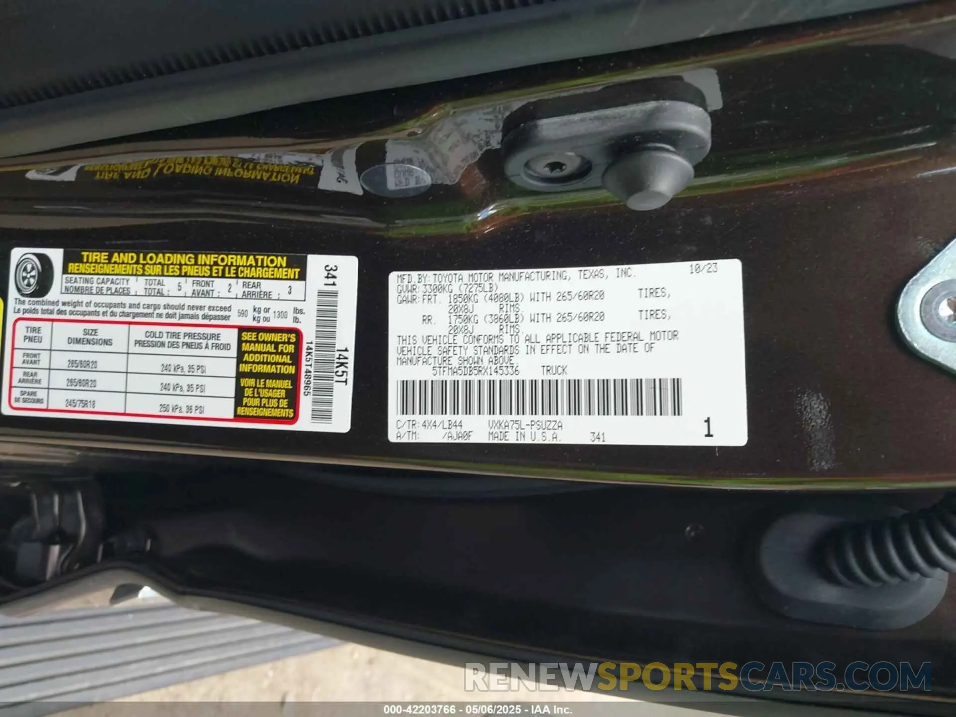 9 fotografías del automóvil dañado 5TFMA5DB5RX145336 TOYOTA TUNDRA 2024