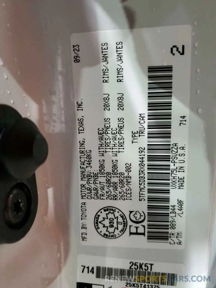 12 fotografías del automóvil dañado 5TFMC5DB3RX044192 TOYOTA TUNDRA 2024