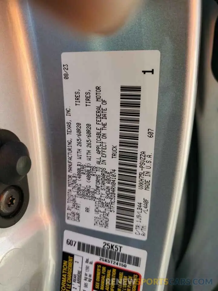 12 fotografías del automóvil dañado 5TFMC5DB4RX041074 TOYOTA TUNDRA 2024