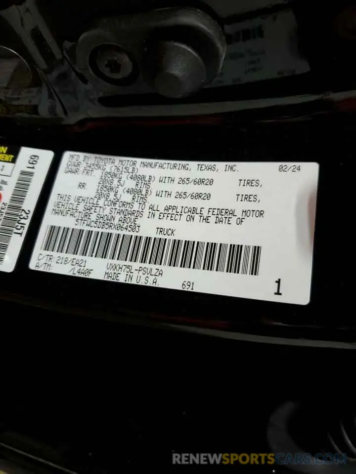 12 fotografías del automóvil dañado 5TFWC5DB5RX064503 TOYOTA TUNDRA 2024