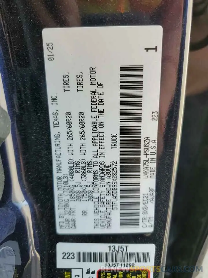 14 fotografías del automóvil dañado 5TFLA5DB9SX282572 TOYOTA TUNDRA 2025
