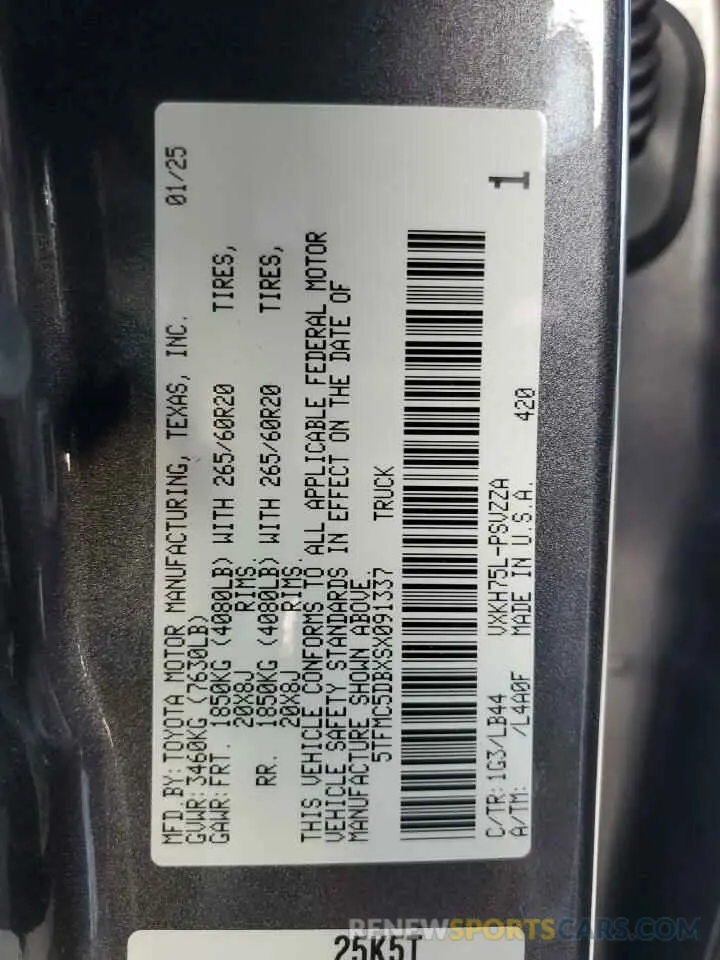 13 fotografías del automóvil dañado 5TFMC5DBXSX091337 TOYOTA TUNDRA 2025