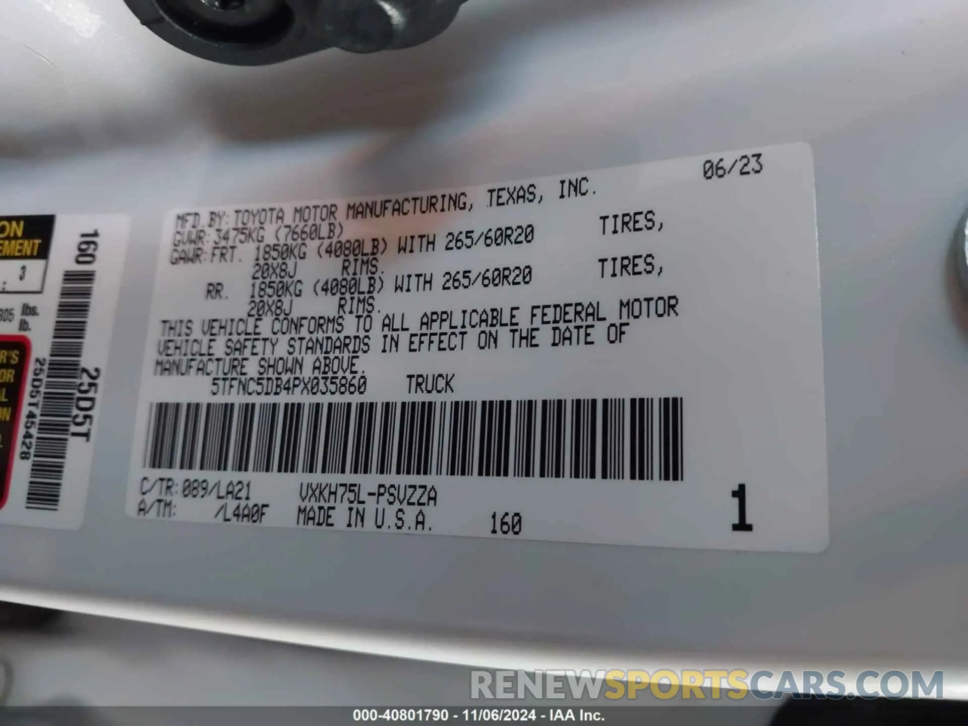9 fotografías del automóvil dañado 5TFNC5DB4PX035860 TOYOTA TUNDRA HYBRID 2023