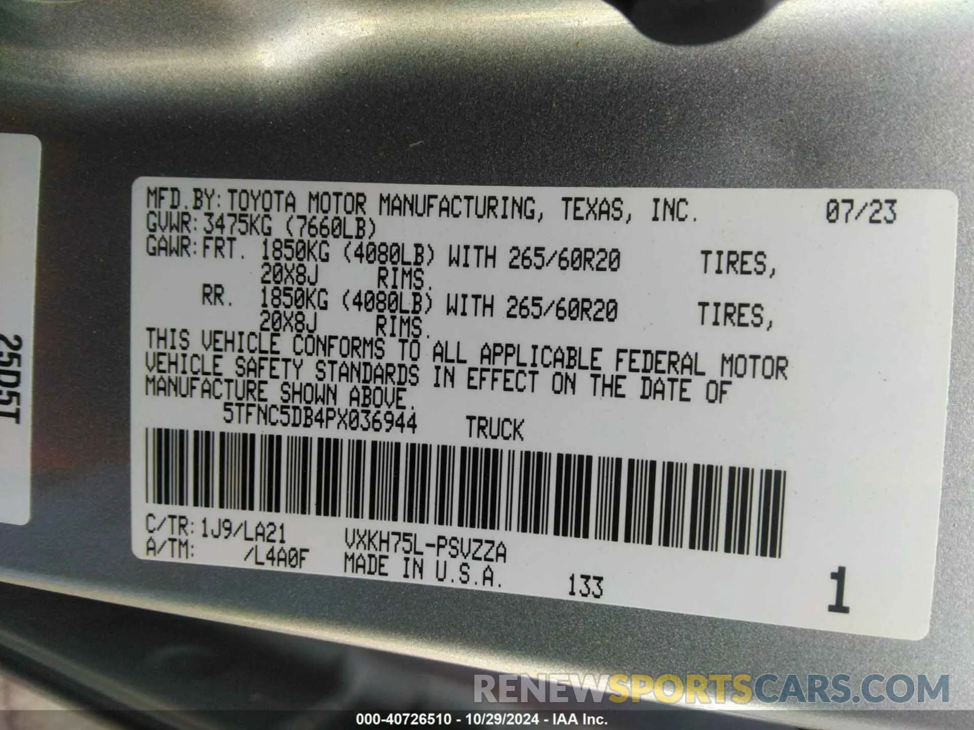 9 fotografías del automóvil dañado 5TFNC5DB4PX036944 TOYOTA TUNDRA HYBRID 2023