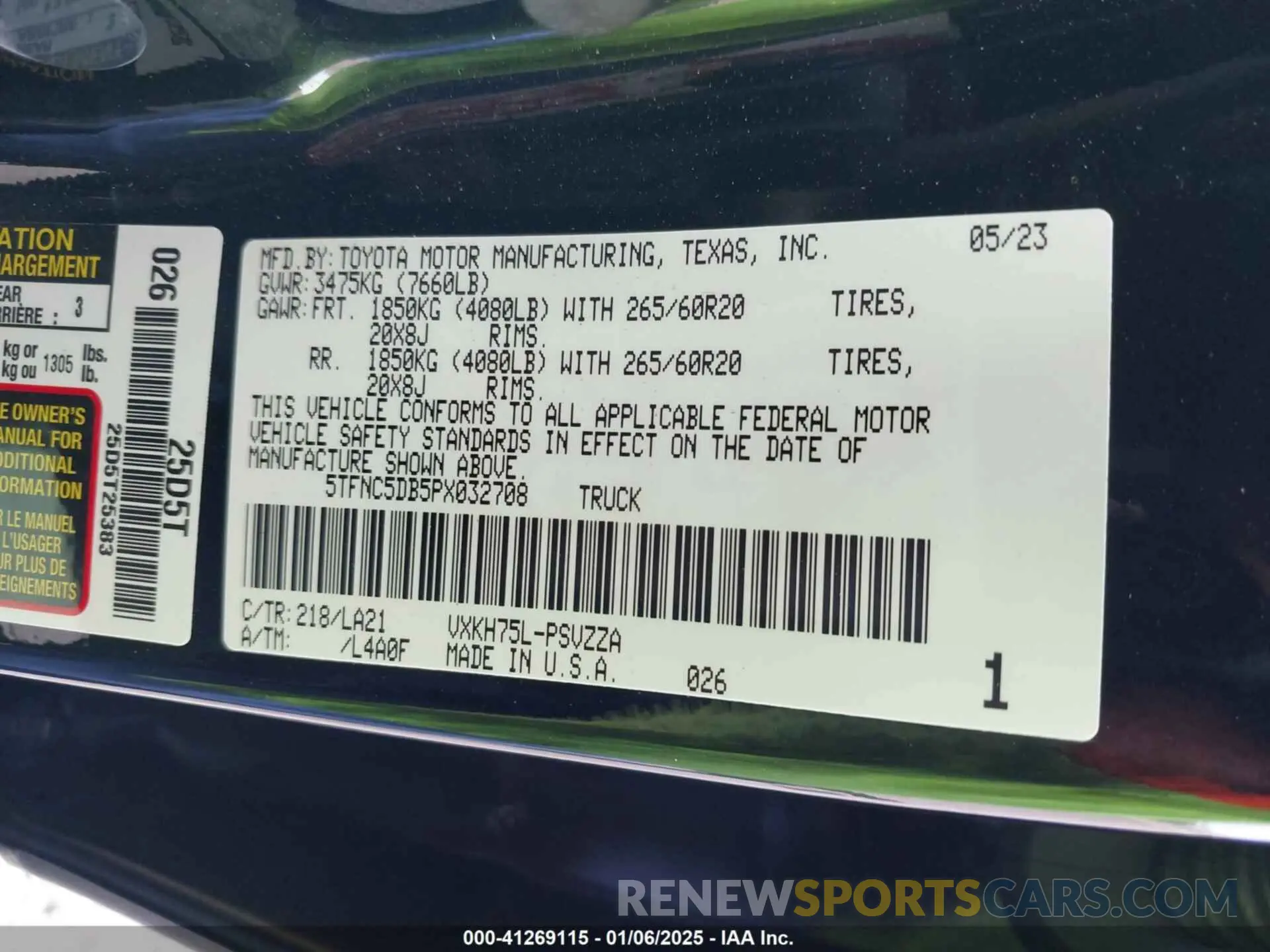 9 fotografías del automóvil dañado 5TFNC5DB5PX032708 TOYOTA TUNDRA HYBRID 2023
