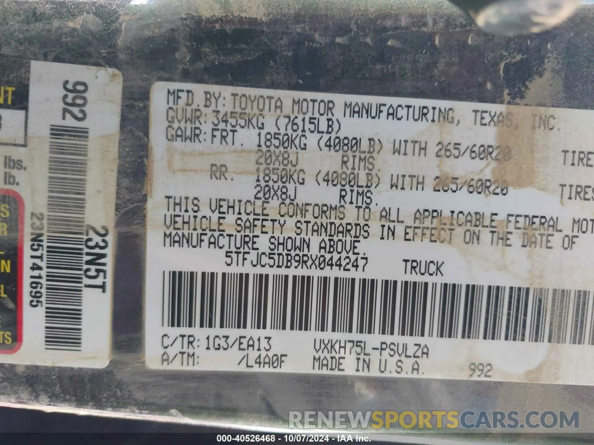 9 fotografías del automóvil dañado 5TFJC5DB9RX044247 TOYOTA TUNDRA HYBRID 2024