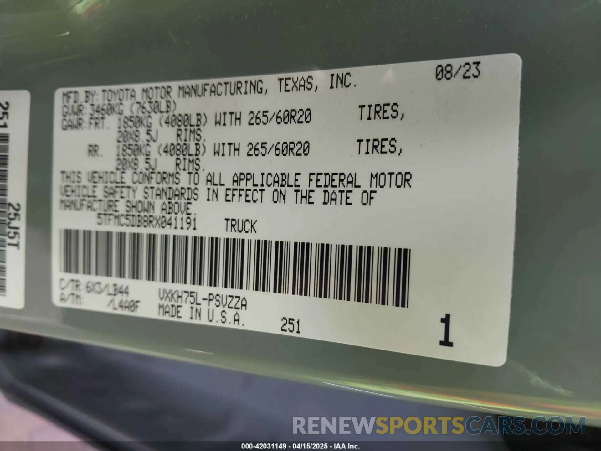 9 fotografías del automóvil dañado 5TFMC5DB8RX041191 TOYOTA TUNDRA HYBRID 2024
