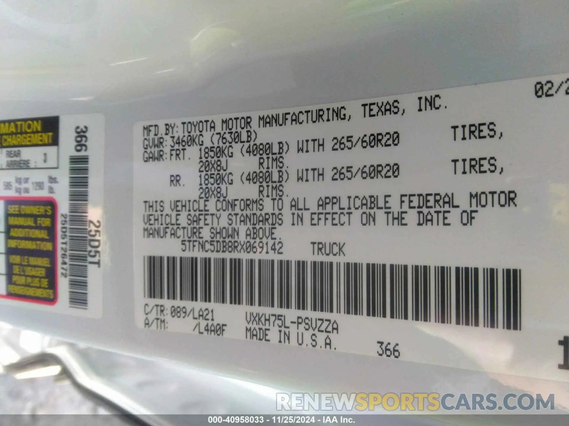 9 fotografías del automóvil dañado 5TFNC5DB8RX069142 TOYOTA TUNDRA HYBRID 2024