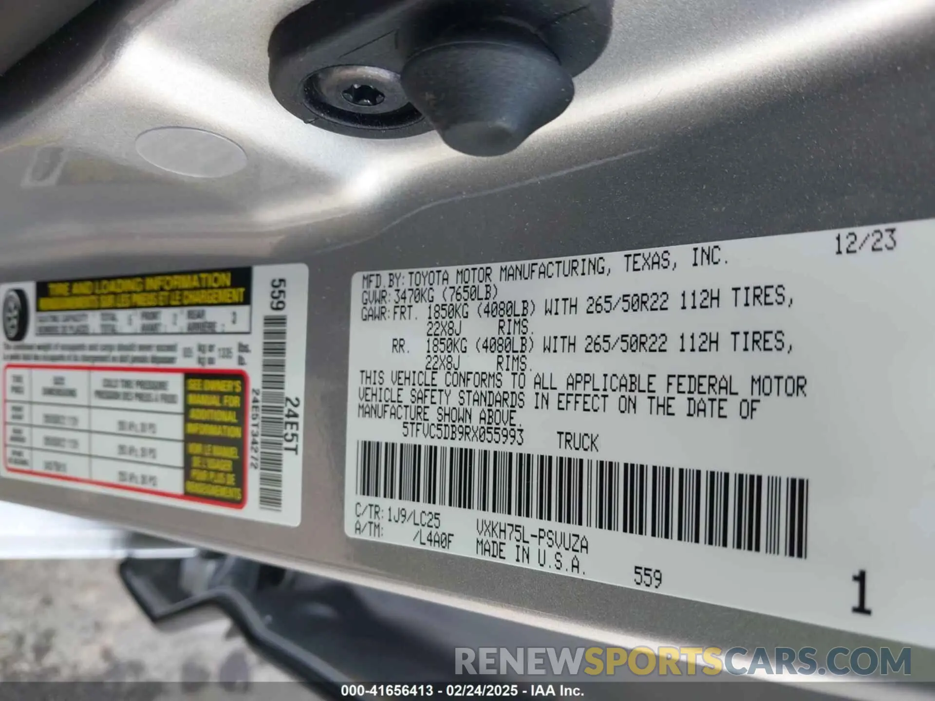 9 fotografías del automóvil dañado 5TFVC5DB9RX055993 TOYOTA TUNDRA HYBRID 2024
