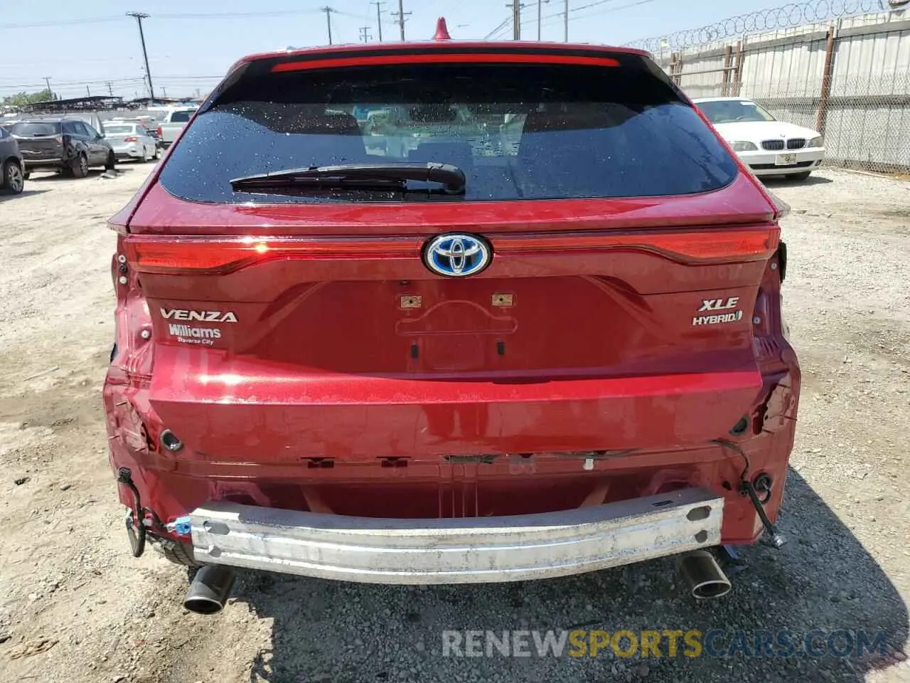 6 fotografías del automóvil dañado JTEAAAAH2MJ023741 TOYOTA VENZA 2021
