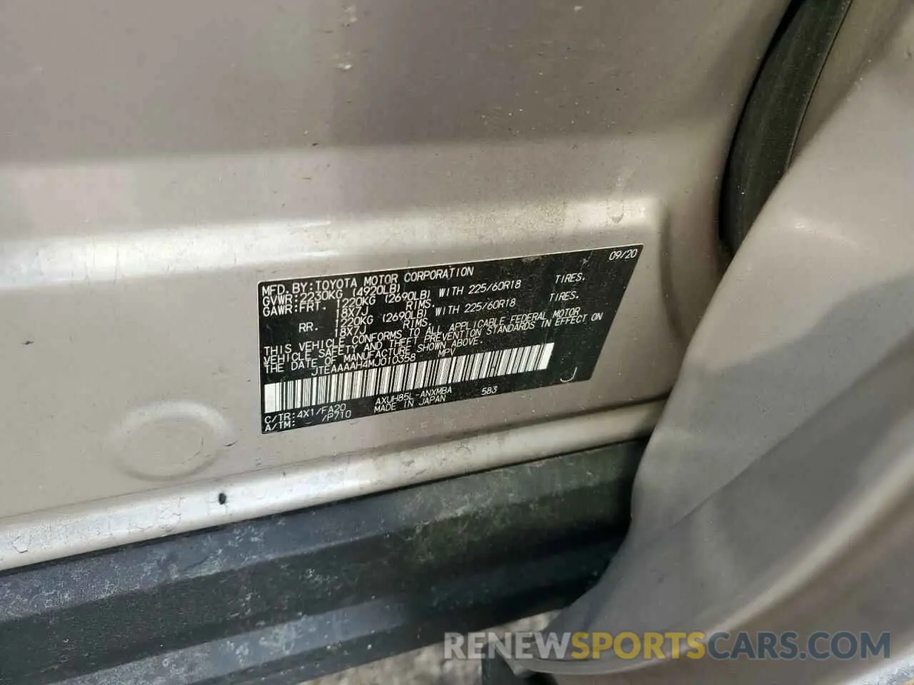 13 fotografías del automóvil dañado JTEAAAAH4MJ010358 TOYOTA VENZA 2021