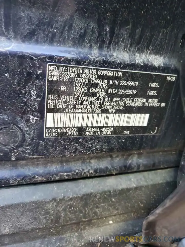 13 fotografías del automóvil dañado JTEAAAAH4MJ017360 TOYOTA VENZA 2021