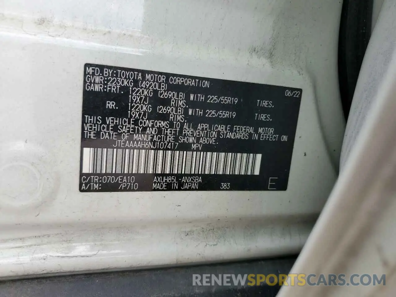 14 fotografías del automóvil dañado JTEAAAAH6NJ107417 TOYOTA VENZA 2022