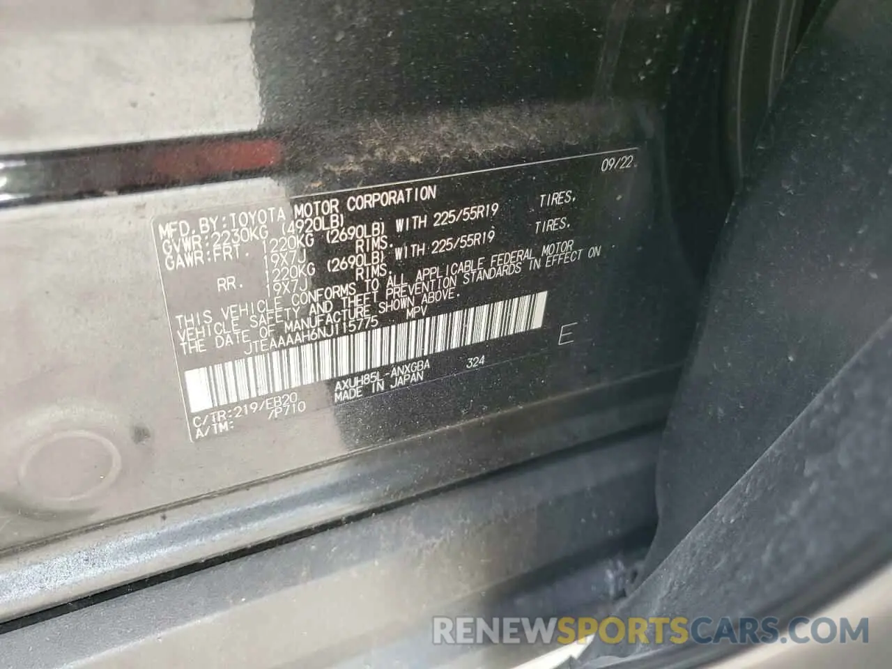 13 fotografías del automóvil dañado JTEAAAAH6NJ115775 TOYOTA VENZA 2022