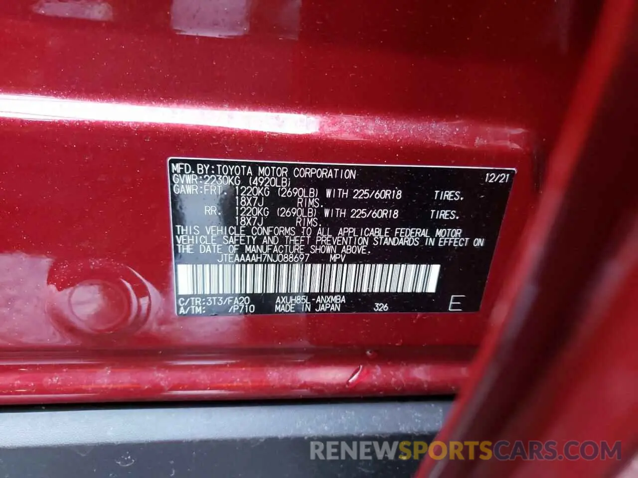 13 fotografías del automóvil dañado JTEAAAAH7NJ088697 TOYOTA VENZA 2022