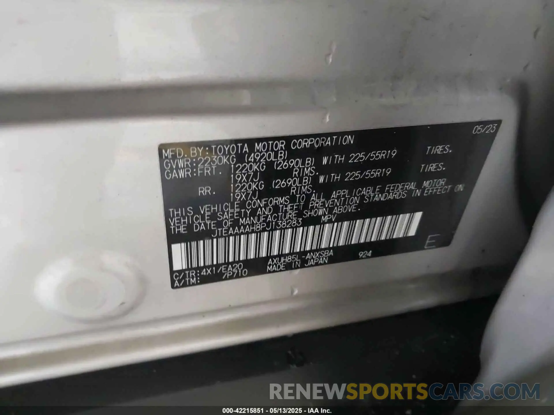 9 fotografías del automóvil dañado JTEAAAAH8PJ138283 TOYOTA VENZA 2023
