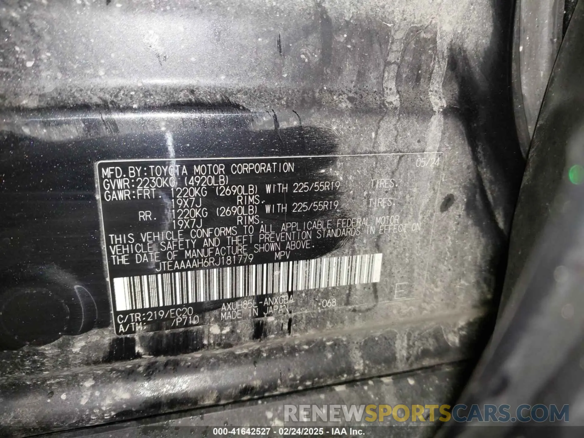9 fotografías del automóvil dañado JTEAAAAH6RJ181779 TOYOTA VENZA 2024
