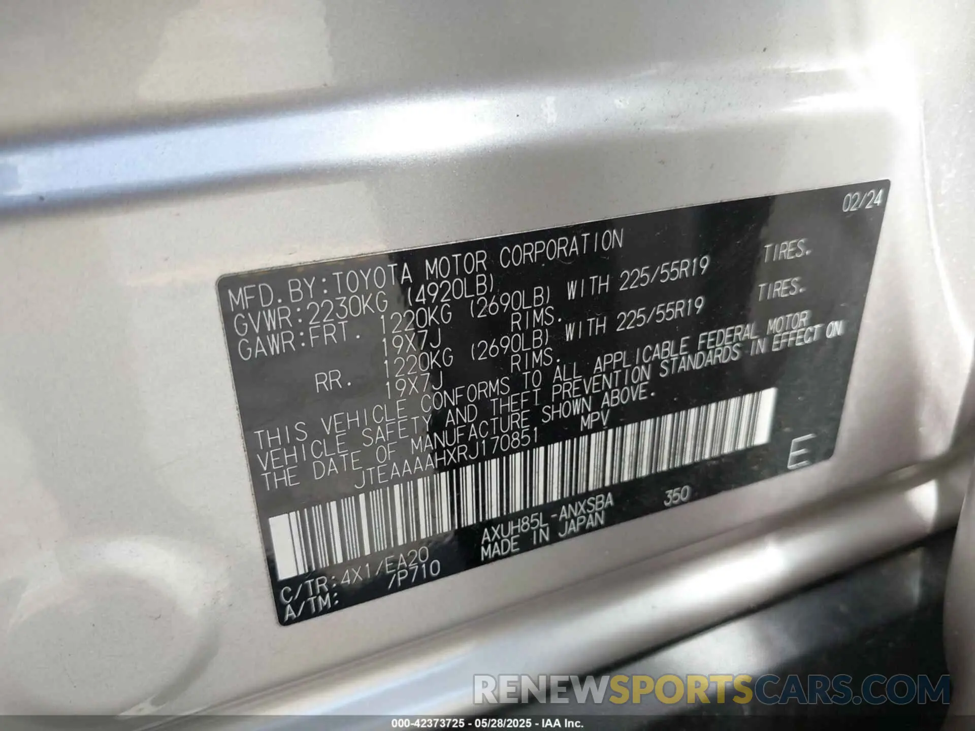 9 fotografías del automóvil dañado JTEAAAAHXRJ170851 TOYOTA VENZA 2024