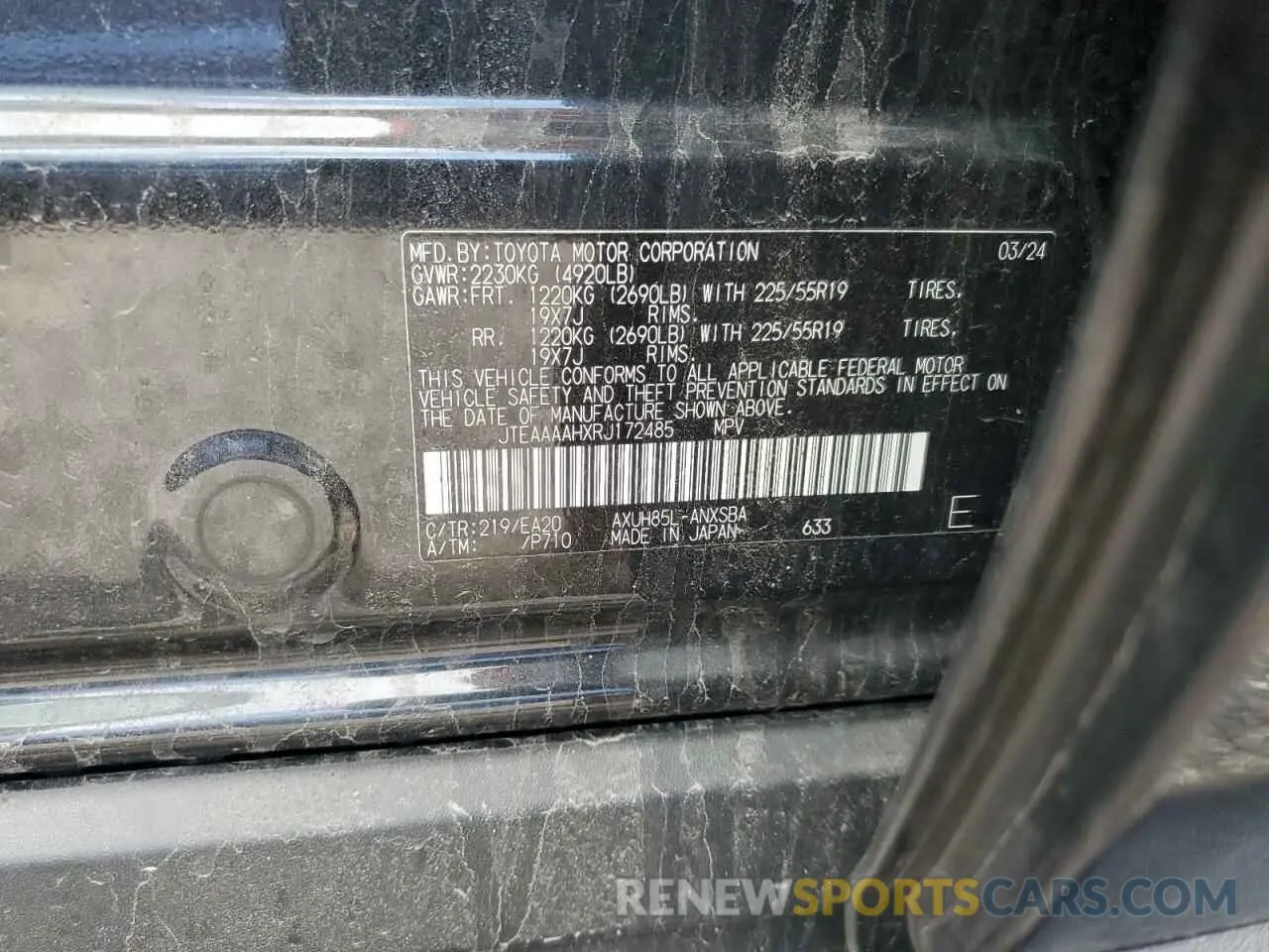 12 fotografías del automóvil dañado JTEAAAAHXRJ172485 TOYOTA VENZA 2024