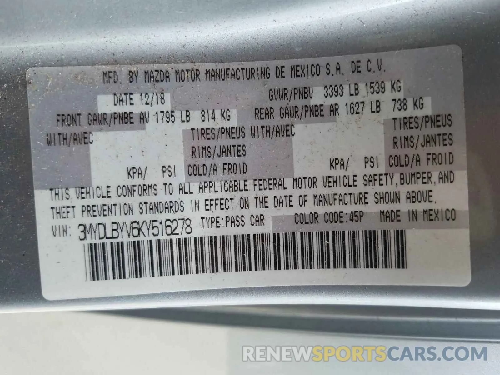 10 fotografías del automóvil dañado 3MYDLBYV6KY516278 TOYOTA YARIS 2019