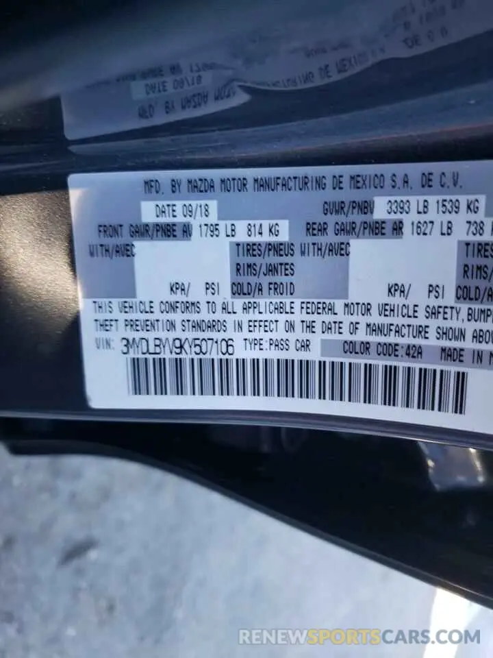 10 fotografías del automóvil dañado 3MYDLBYV9KY507106 TOYOTA YARIS 2019