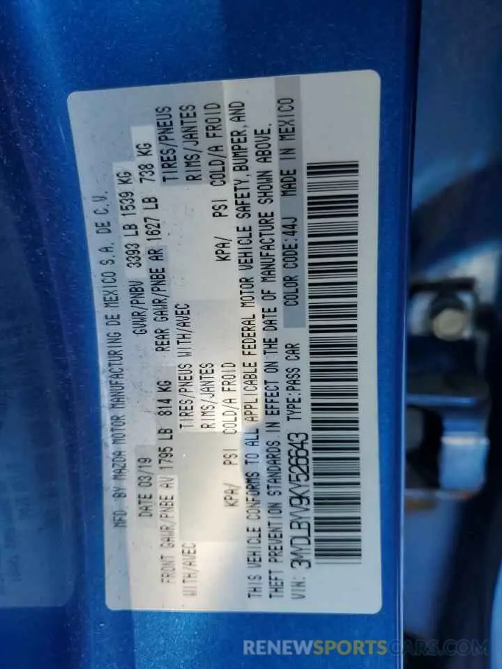 12 fotografías del automóvil dañado 3MYDLBYV9KY526643 TOYOTA YARIS 2019