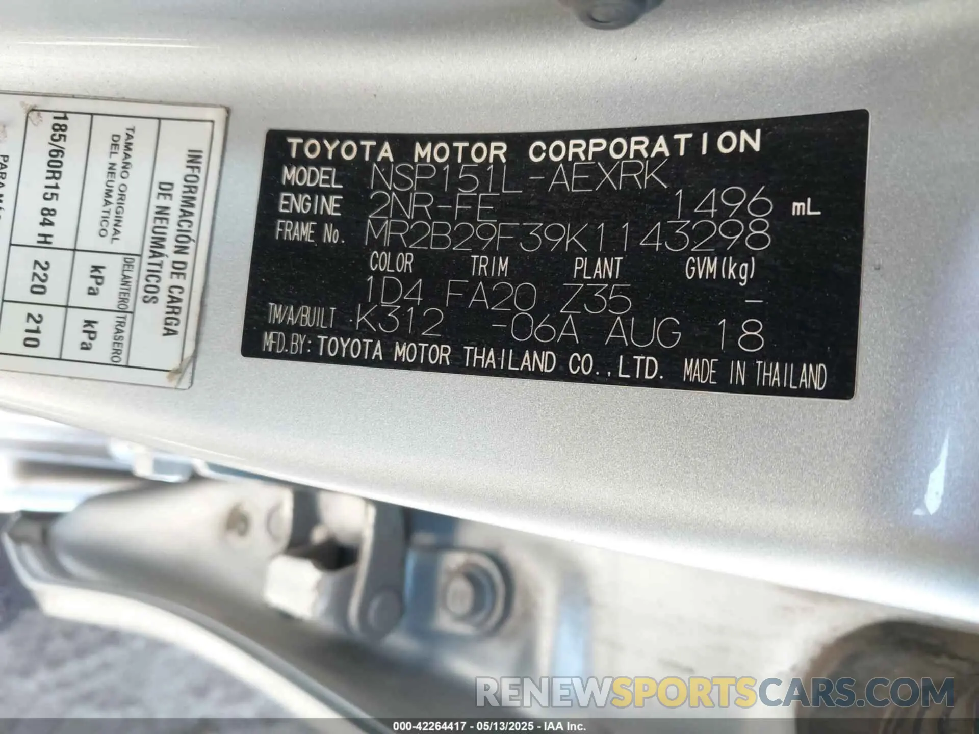 9 fotografías del automóvil dañado MR2B29F39K1143298 TOYOTA YARIS 2019