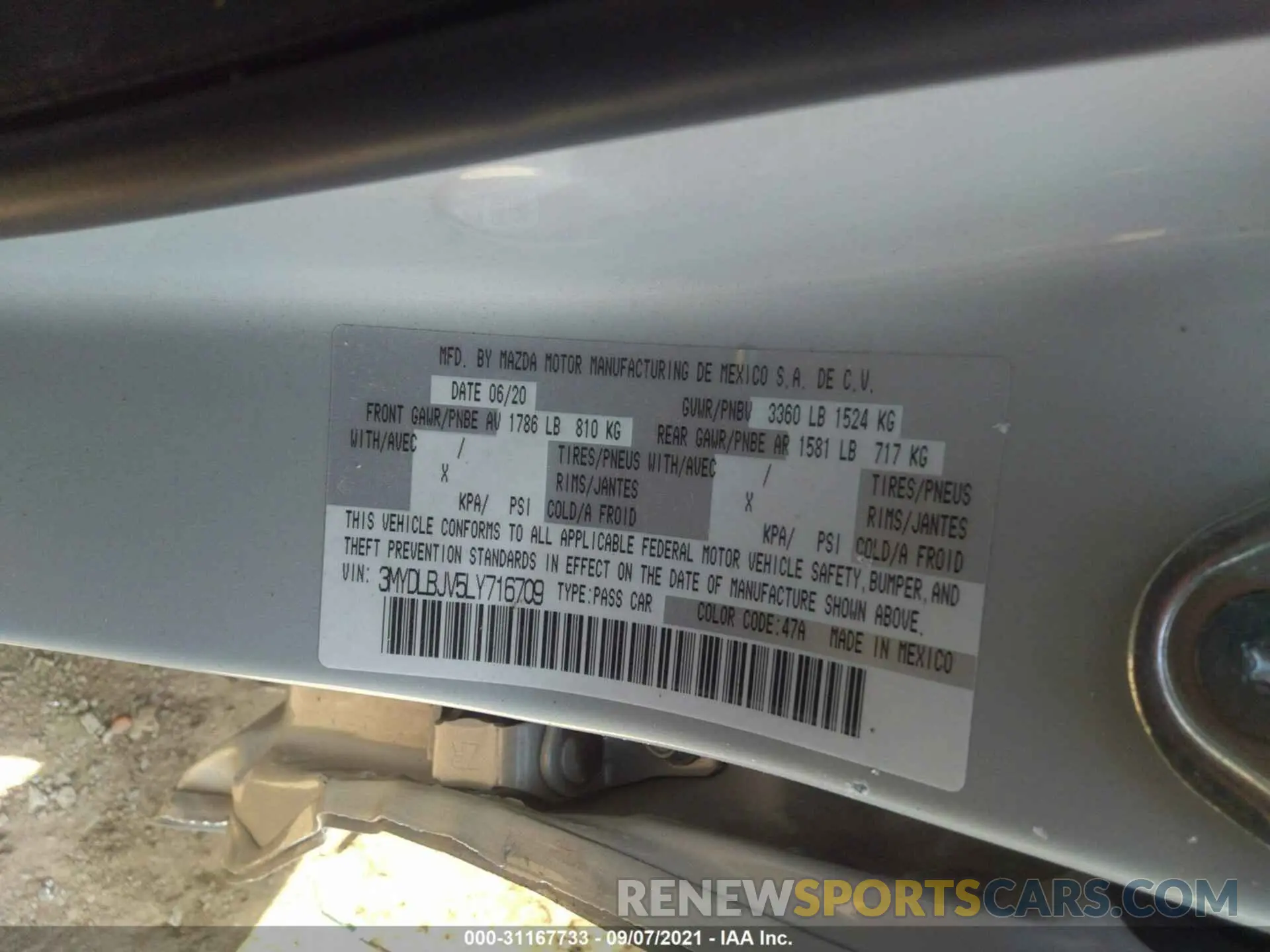 9 fotografías del automóvil dañado 3MYDLBJV5LY716709 TOYOTA YARIS HATCHBACK 2020