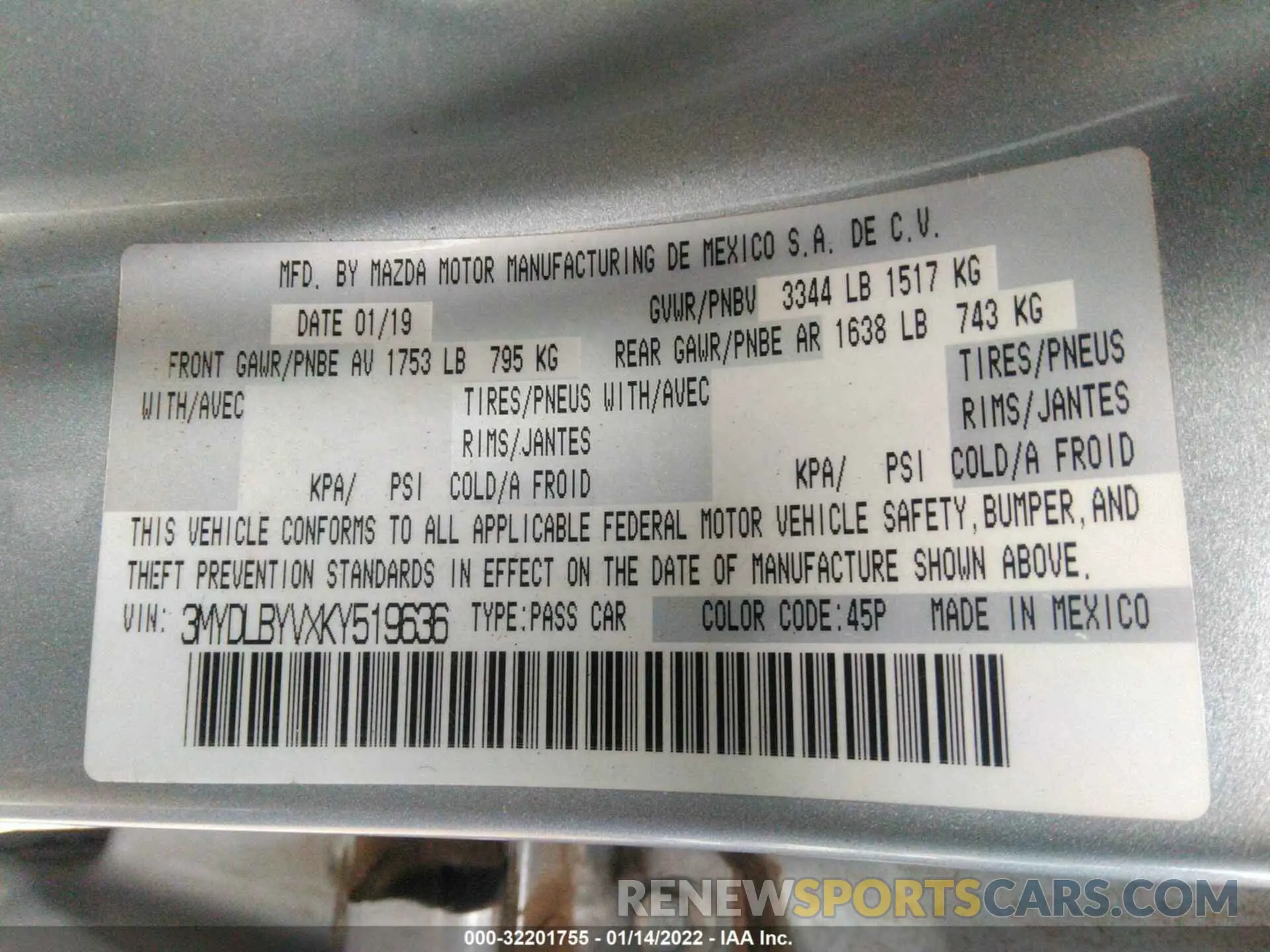 9 fotografías del automóvil dañado 3MYDLBYVXKY519636 TOYOTA YARIS SEDAN 2019