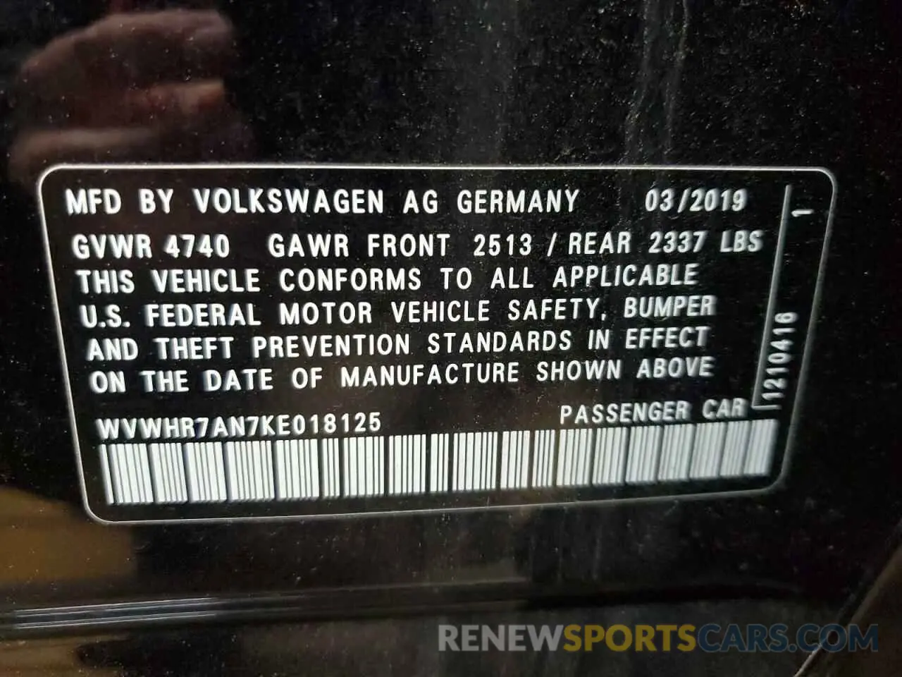 12 fotografías del automóvil dañado WVWHR7AN7KE018125 VOLKSWAGEN ARTEON 2019