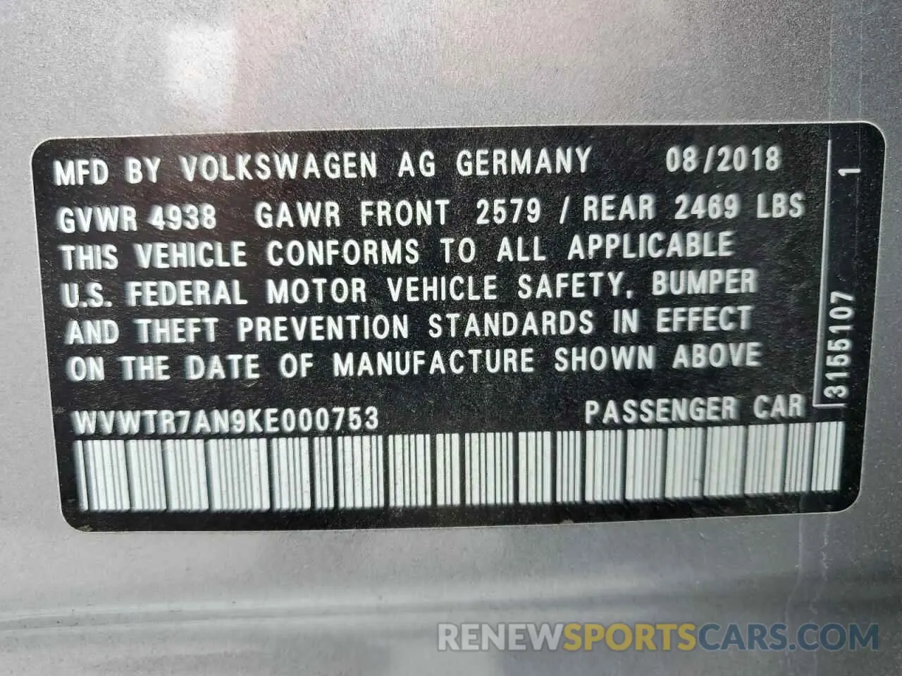 13 fotografías del automóvil dañado WVWTR7AN9KE000753 VOLKSWAGEN ARTEON 2019