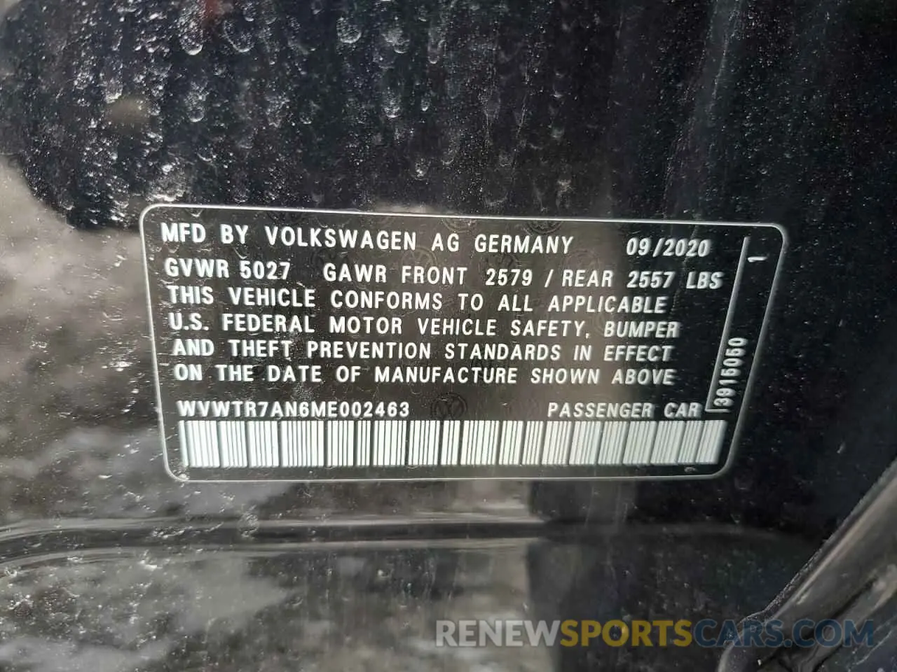 12 fotografías del automóvil dañado WVWTR7AN6ME002463 VOLKSWAGEN ARTEON 2021