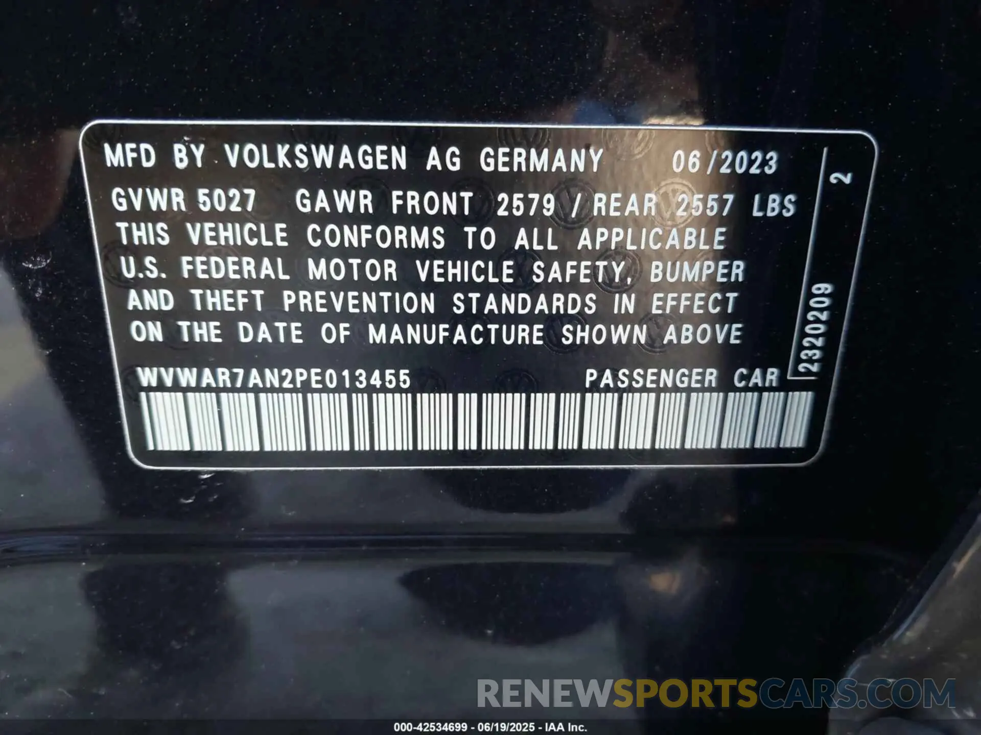 9 fotografías del automóvil dañado WVWAR7AN2PE013455 VOLKSWAGEN ARTEON 2023