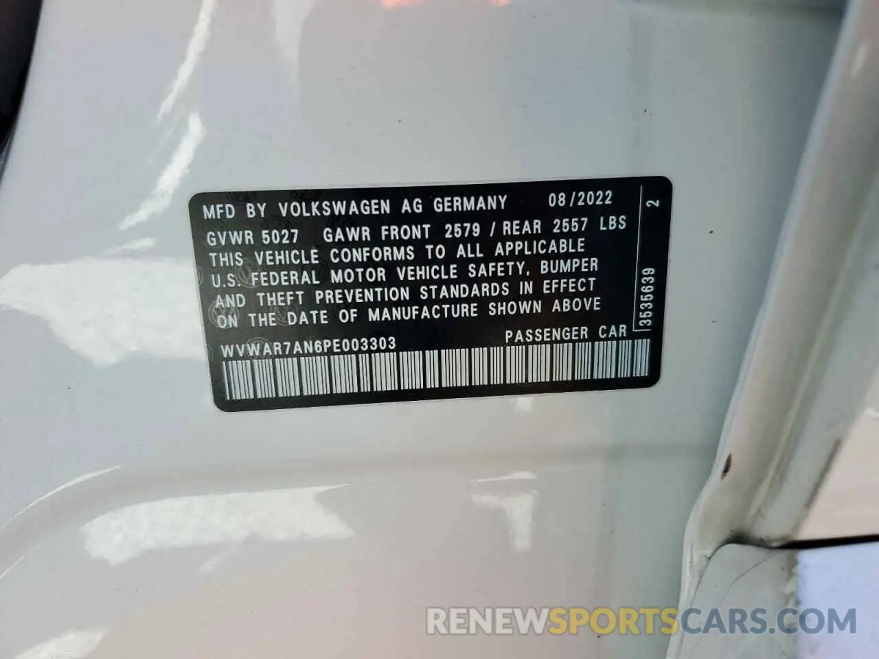 15 fotografías del automóvil dañado WVWAR7AN6PE003303 VOLKSWAGEN ARTEON 2023